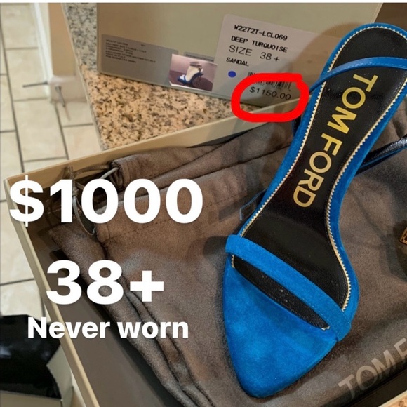 Tom Ford Shoes - Tom Ford Deep Turquoise Suede Open-Toe Heels